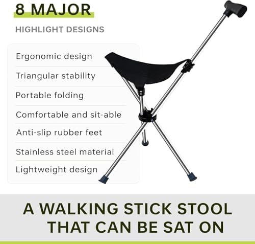 Lightweight Travel Stools for Adults. Cane with seat,Walking Stick,Foldable Chair,Hiking Stick,Camping,Hiking,Walking Cane Chair,Walking Stick with seat,Seatable Crutch Stool,Stick Chair