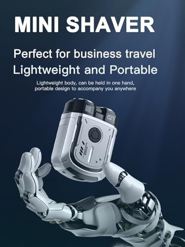 Mini Shaver, Portable Travel Shaver, Mini Rotary Shavers for Men, Dual Blades IPX7 Waterproof Cordless USB Rechargeable Electric Razor Trimmer