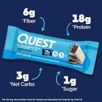 Quest Nutrition Crispy Cookies & Cream Hero Protein Bar, 18g Protein, 1g Sugar, 3g Net Carb, Gluten Free, Protein Snack, Keto Friendly, 4 Count