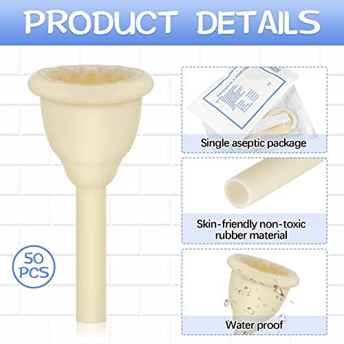 50 Pieces Urinal Bag Male External Catheter with Fixer Rubber External Catheter for Men and Incontinence People (25 mm)