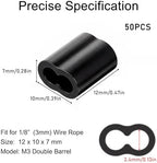 1/8" Aluminum Crimping Loop Sleeve Black Cable Ferrule Wire Rope Crimping Loop Sleeves Cable Crimps Wire Ferrules for Cables Wires Rope 50Pcs (M3)
