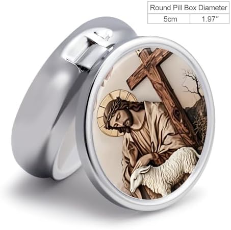 Good Shepherd Metal Round Pill Box, 3 Compartment Travel Organizer, Portable Pill Container with Secure Latch, 2 Inch Circular Vitamin Caddy for Pills and Vitamins, Gift for Him Her Elderly