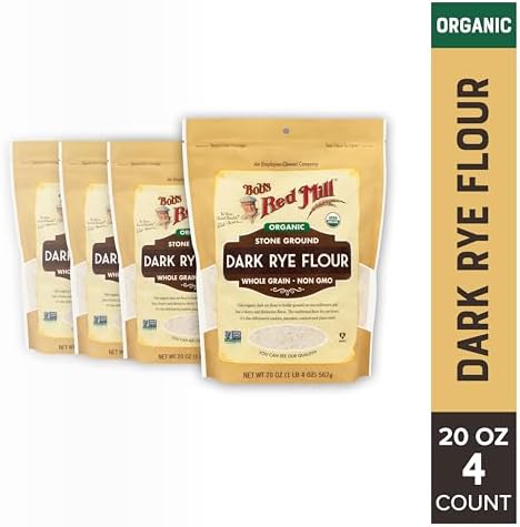 Bob's Red Mill Organic Dark Rye Flour, 20oz (Pack of 4) - Non GMO, Whole Grain, Vegan, Kosher