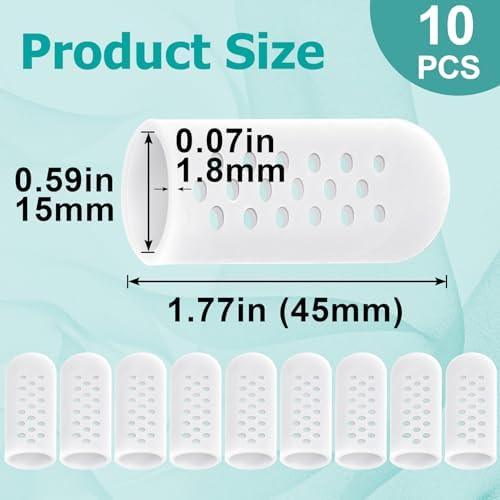 10pcs Gel Finger Sleeves, Breathable Silicone Finger Support Protectors, Gel Gloves Cover for Hands Cracking Trigger Finger Arthritis- White