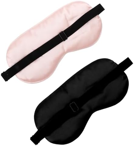 2 PCS Black Pink Satin Sleep Masks, Adjustable Silk Eye Mask for Sleeping, Eye Sleep Shade Cover, Blind Folds Soft Breathable Blindfold for Play Party Games Airplane Travel Essentials Cover Gifts