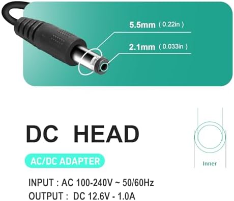 12v Massage Gun Charger 12v ~ 12.6v 1.0A Charger for 12.6v (Universal 12V) Massage Gun Power Cord Switch Power Supply