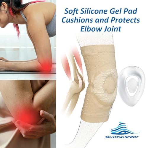 SKATINGSPIRIT Gel Elbow Pads (1 Pair) - Cushion and Protect Elbow Joint for Dancing Figure Skating Gymnastic, Youth and Adult (Black, Small)