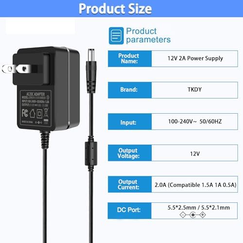 12V Massager Charger Power Cord, 12Volt 2A Power Adapter, fit for Foot and Neck Shiatsu Back and Shoulder Massager, Compatible with Resteck Nekteck Zyllion Papillon Mo Cuishle Snailax Comfier etc.