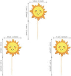 36 PCS Sun Cupcake Toppers Double Sided Sun Flower Smile Face Cupcake Picks SunShine Cupcake Decorations for Sun Theme Baby Shower Kids Boys Girls Birthday Wedding Party Cake Decorations Supplies