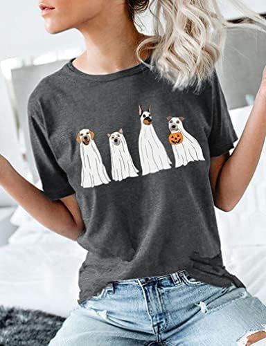 Halloween Pumpkin Shirts Women Fall T-Shirts Cute Autumn Graphic Tees Thanksgiving Tops