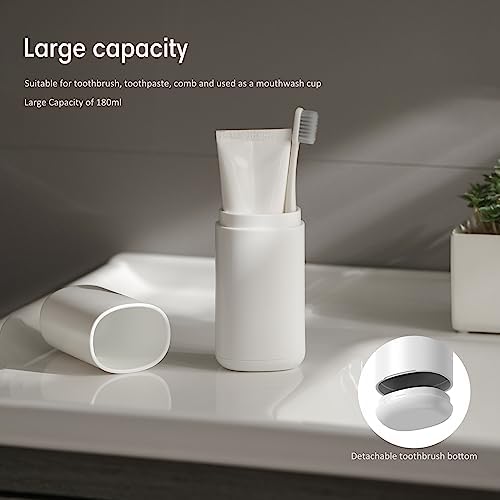 BALUCA Travel Toothbrush Case, Portable Tooth Brush Holder and Toothpaste Cover Container with Mouthwash Cup, Compact Oral Clean Tools Organizer for Traveling/Camping/School/Home - Large Capacity