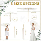 SAYAYA 3 Pack White Paper Umbrellas for Weddings, 33" & 23.6" DIY Oiled Paper Parasols Bulk Set, Chinese Japanese Parasol for Party Decor, Photography Props, Bridal Shower Crafts, Family Events