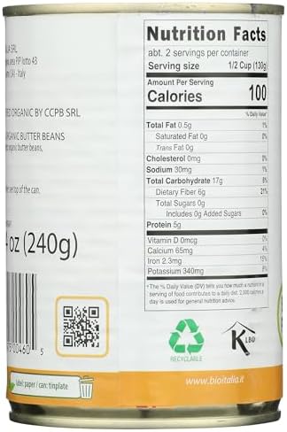 Bioitalia Organic Butter Beans, 14 oz