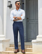 COOFANDY Mens Classic Casual Dress Pants Expandable Waist Suit Pant Slim Fit Flat Front Slacks