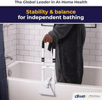 Drive Medical Adjustable Bathtub Grab Bar & Bathtub Safety Rail - Easy Clamp-On Installation - Durable Powder-Coated Steel Construction - Adjustable Height 14” to 17” - Scratch Proof Non-Slip Pads