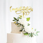 Mirror acrylic Congrats Grad Cake Topper Congratulations Cake Decor 2024 High School/College/Senior Graduation Party Decorations Supplies (Congratulations, Golden acrylic)