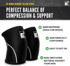 Element 26 Knee Sleeves for Weightlifting (Sold as a Pair) - 6mm Premium Neoprene for Compression, Mobility, and Warmth - Compression Sleeve for Functional Fitness, Squats, Deadlifts (Small, Black)