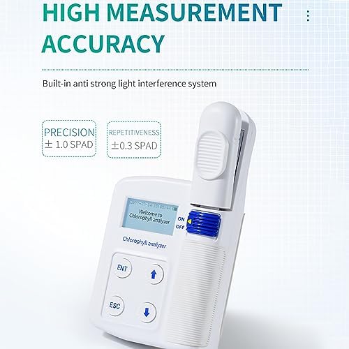 Chlorophyll Meter Machine, 16GB Chlorophyll Content Meter, 0.0-99.9 SPAD High Precision, Leaf Temperature and Nitrogen Content, 0.8s Fast Measure, for Lab Research Center Plant Researcher