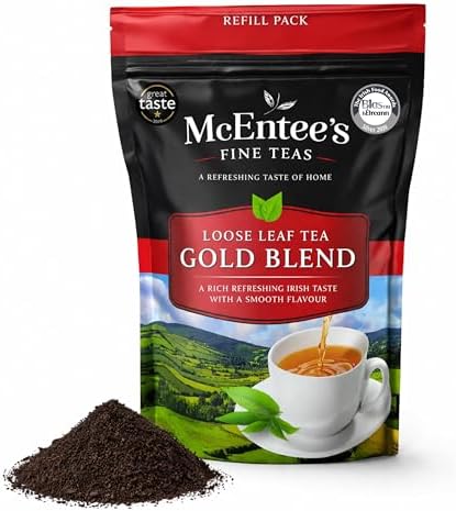 McEntee's Irish Loose Leaf Gold Blend - 250g Refill Bag - Expertly Blended in Ireland for That Perfect Cup of Traditional Assam & Kenyan Tea