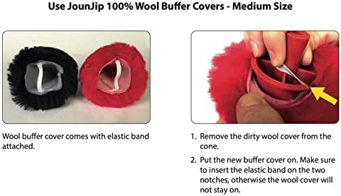 JOUNJIP Electric Shoe Shine Polisher - Deluxe Kit with 4 Buffer Covers - 100% Natural Lamb Wool
