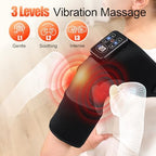 Cordless Knee Massager with Heat, Vibration Heating Pad for Pain Relief, 3 Vibrations & 5 Heating Levels Shoulder Brace, Knee Brace Wrap Gifts for Dad Mom Men Women Seniors (Black, Single)
