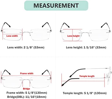 Eyekepper Frameless Eyeglasses Men - Rectangle Rimless Eyewear Silver