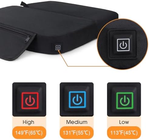 Extra Wide Heated Seat Cushion with 10000 mAh Mobile Bank Pack, Foldable Heated Stadium Seats for Bleacher, Portable Heating Pad Stadium Seat Cushion, USB Heating Seat Pad for Stadium Camping