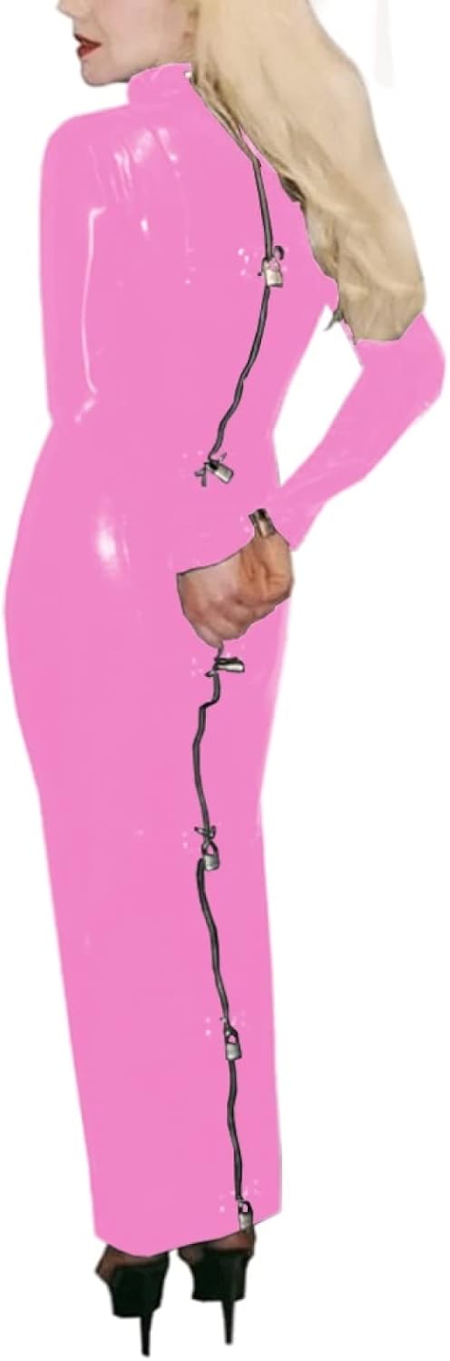 Lockable Costume Lockable Dress Bag Wear Male Women Night Club Wear,Pink,XXXL