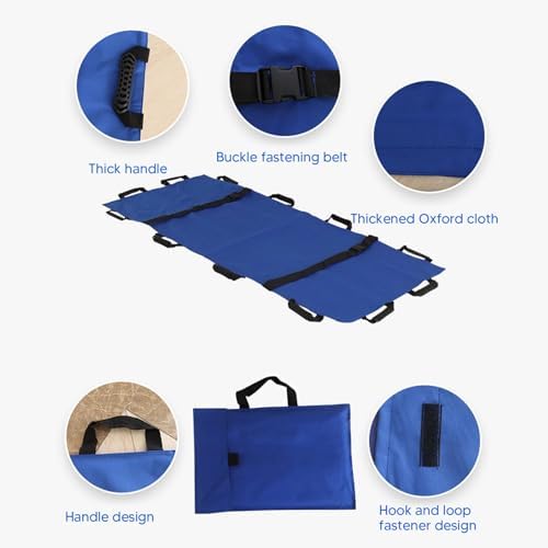Positioning Bed Pad with 10 Handles, Oxford Cloth Transfer Sheet for Turning, with Blue Storage Bag