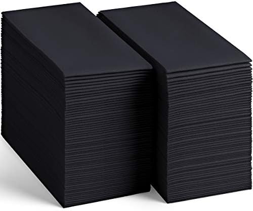 100 Linen-Feel Black Paper Napkins - Decorative Cloth-Like Black Dinner Napkins - Soft And Absorbent. For Kitchen, Party, Wedding, Bathroom Or Any Occasion. (Pack of 100)