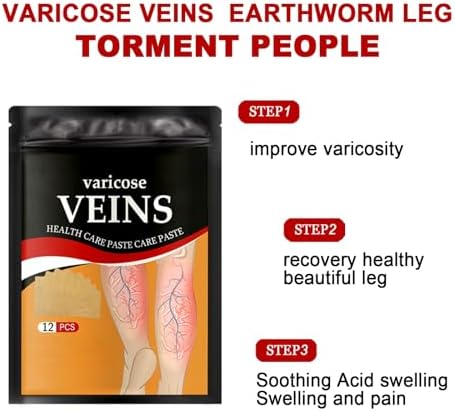 Varicose Vein Relief Patches, Breathable Patches for Legs Spider Veins, Natural Turmeric Formula, 36 Pieces