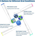 16pcs Replacement Brush Heads Compatible with Oral B Electric Toothbrushes. Pack of 4 Precision Clean,4 Cross Clean,4 3D Whitening Clean and 4 Sensitive Clean
