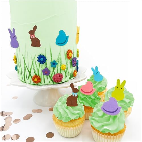 Sugar Robot Edible Easter Cupcake Toppers for Cake Decorating - Edible Bunnies Decor - Bunnies & Chicks Cake Toppers and Cupcake Toppers - Decoration Made in the USA - Premium Crafted