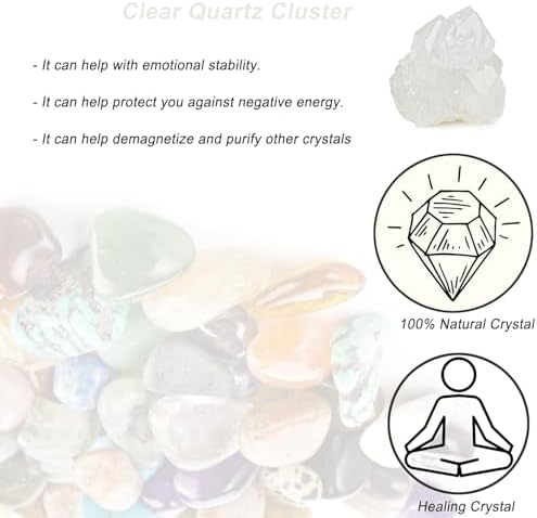 Erliway 1 Pcs Natural Clear Quartz Crystal Cluster, Clear Pineapple Quartz Cluster Healing Crystal, Raw April Birthstone Crystals for Birthday Gift Reiki Healing and Home Decoration (0.11-0.15 lb)