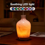 Classical Vase Art Glass Aromatherapy Diffuser 160ml ultrasonic Cool Mist Scent Aroma Essential Oil Diffu er Humidifier with Intermittent Mist & LED 7 Colorful Changing Night Light for Bedroom