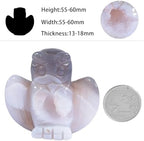 SUNYIK Carved Agate Geode Pocket Statue Natural Owl Animal Stone Sculpture Figurine Home Office Decor for Healing Meditation