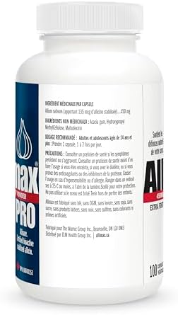 Allimax Pro Practitioner Strength 450 mg Allicin from Garlic, 100 Vegetarian Capsules (Vegicaps), Stabilized AlliSURE® Allicin, Supports Normal Immune Function, Non-GMO