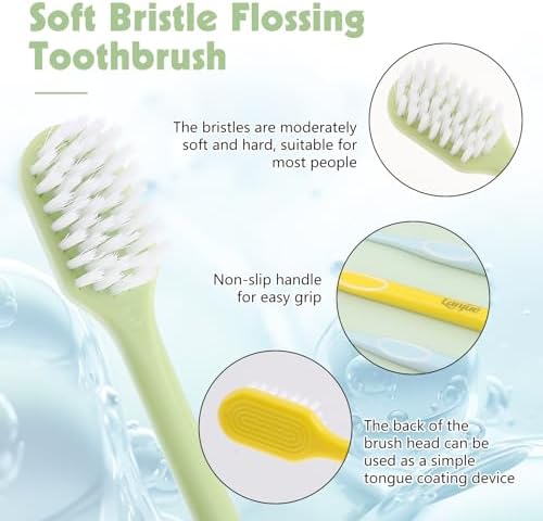 6pcs Travel Toothbrush Set, Extra Soft Toothbrushes for Adults Gentle Portable Manual Toothbrush with Individual Travel Case Deep Cleaning Flossing Toothbrushes for Sensitive Teeth(Multicolor)
