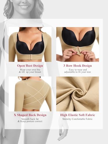 JOYSHAPER Upper Arm Shaper for Women Posture Corrector Tops Compression Sleeves Slimming Sleeves