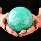 Large Green Fluorite Crystal Ball with Stand Natural Crystals Sphere Gemstone Ball Meditation Witchcraft Home Decor 100-110mm/3.9-4.3"