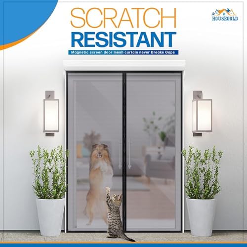 Magnetic Screen Door for 72"x80" French Door, Durable Fiberglass Double Door Screen Mesh Curtain Fits Door Opening up to 70" x79‘’ Keep Bugs Out