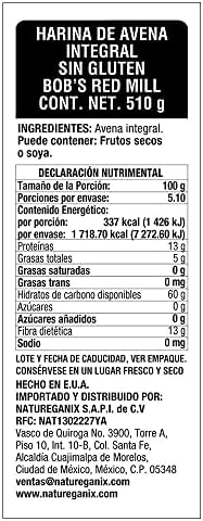 Bob's Red Mill Gluten Free Oat Flour, 18 oz (Pack of 1) - Gluten Free, Whole Grain, Vegan, Kosher