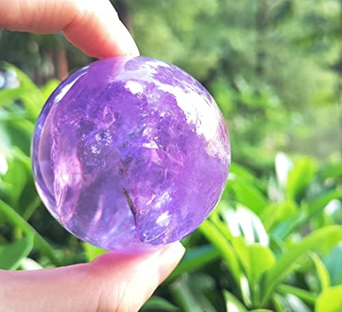 Polar Jade Prime Grade Amethyst Crystal Sphere, Handcrafted Natural Purple Stone Ball 50 mm for Meditation, Scrying, Feng Shui & Energy Balance