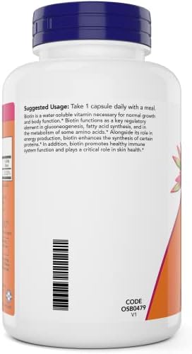 NOW Foods Extra Strength Biotin 10,000mcg / 10 mg - 200 Count - Hair, Skin, Nail - Supplement for Men and Women - B7 Vitamin - Vegetarian, Vegan, Non-GMO