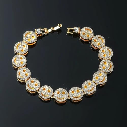 925 Sterling Silver Smiley Face Bracelet & Necklace For Women And Men - 14K Gold Zircon Preppy Bracelet, Smiley Choker Cute Jewelry Gift Preppy Accessories