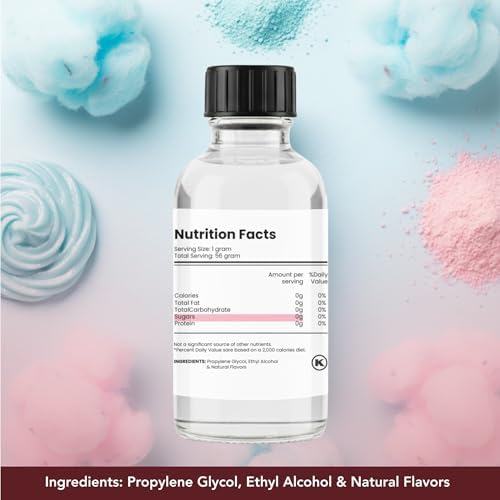 Dolce Flav Natural Cotton Candy Extract – 2 Ounce Water-Soluble Kosher, Sugar-Free, Concentrated Carnival-Style Flavoring for Baking, Frostings & Drinks, Includes Measured Dropper