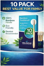 Pure Bamboo Toothbrushes (10 Pack) – Soft BPA-Free Bristles, Eco-Friendly Biodegradable Wooden Handle, Vegan & Plastic-Free Toothbrush for Adults & Kids, Sustainable Oral Care