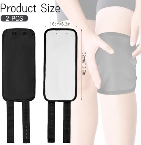 Ptwola 2 Pcs Castor Oil Pack Wrap Leakproof Caster Oils Compress Pads with Adjustable Elastic Shoulder Straps Reusable Essential Leg Care Pack for Men Women Elbow Hand Arm Thigh Leg Knee(Black)