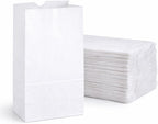 Perfect Stix - Kraft White Bag 8-100 8lb Kraft White Paper Bags - Pack of 100ct, White Bags