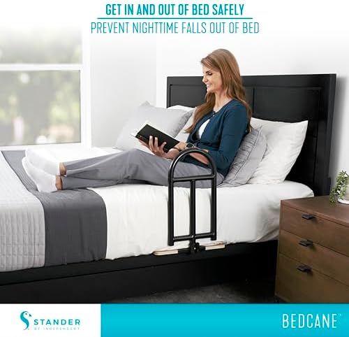Stander BedCane, Adult Bed Rail and Support Handle, Bedside Safety Elderly Stand Assist with Organizer Pouch, ASTM Safety Approved Bedrail